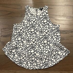 Ann Taylor Black and White Peplum Shell - Size XS